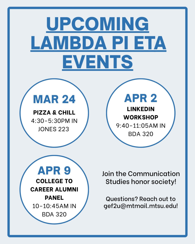 Lambda Pi Eta Spring 2026 Events